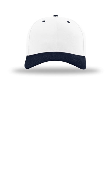 Richardson Hats 212 Mens Pro Twill Snapback Hat White/White/Navy Blue Flat Front