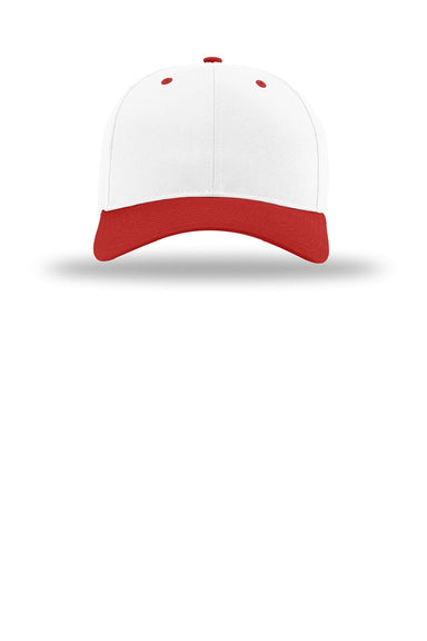 Richardson Hats 212 Mens Pro Twill Snapback Hat White/White/Red Flat Front