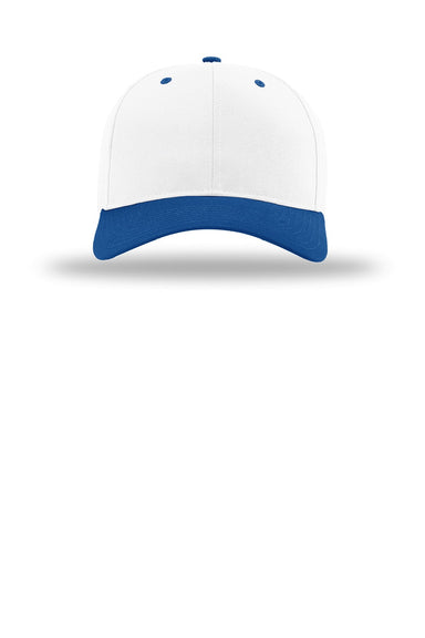 Richardson Hats 212 Mens Pro Twill Snapback Hat White/White/Royal Blue Flat Front