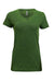 Threadfast Apparel 215B Womens Cross Dye Short Sleeve V-Neck T-Shirt Emerald Green Flat Front
