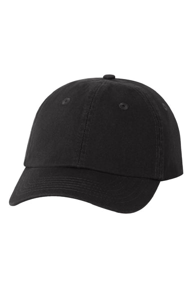 Valucap Hats VC300Y Mens Small Fit Bio-Washed Adjustable Dad Hat Black Flat Front