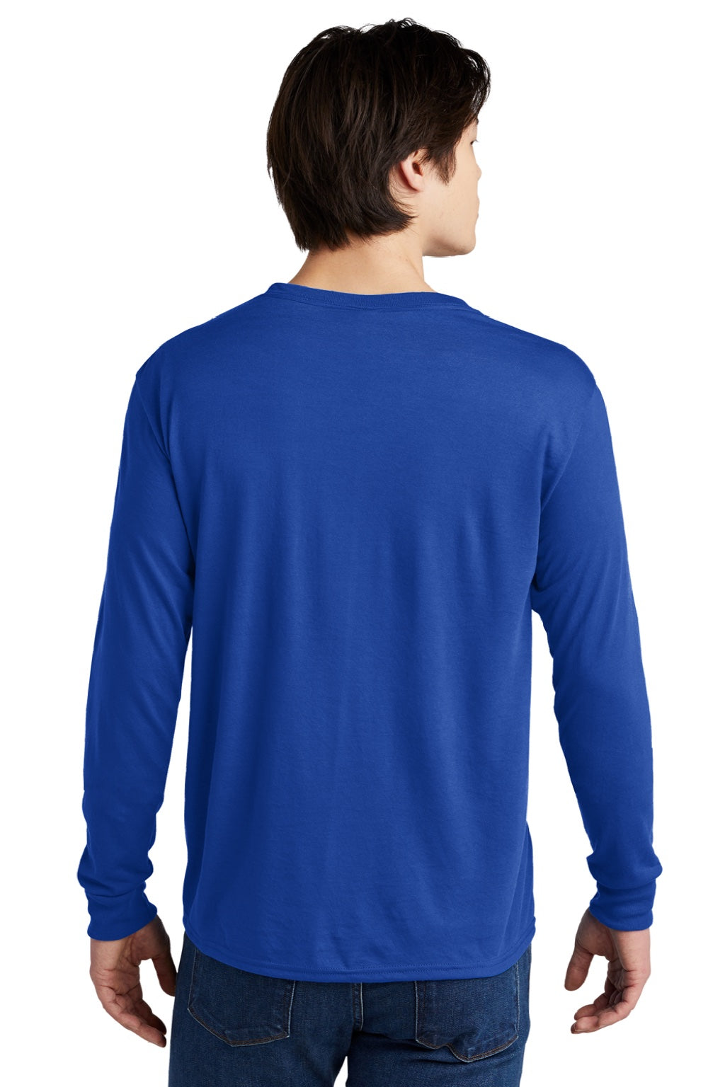 Jerzees 21LS/21LSR Mens Dri-Power Moisture Wicking Long Sleeve Crewneck T-Shirt Royal Blue Model Back