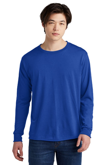 Jerzees 21LS/21LSR Mens Dri-Power Moisture Wicking Long Sleeve Crewneck T-Shirt Royal Blue Model Front