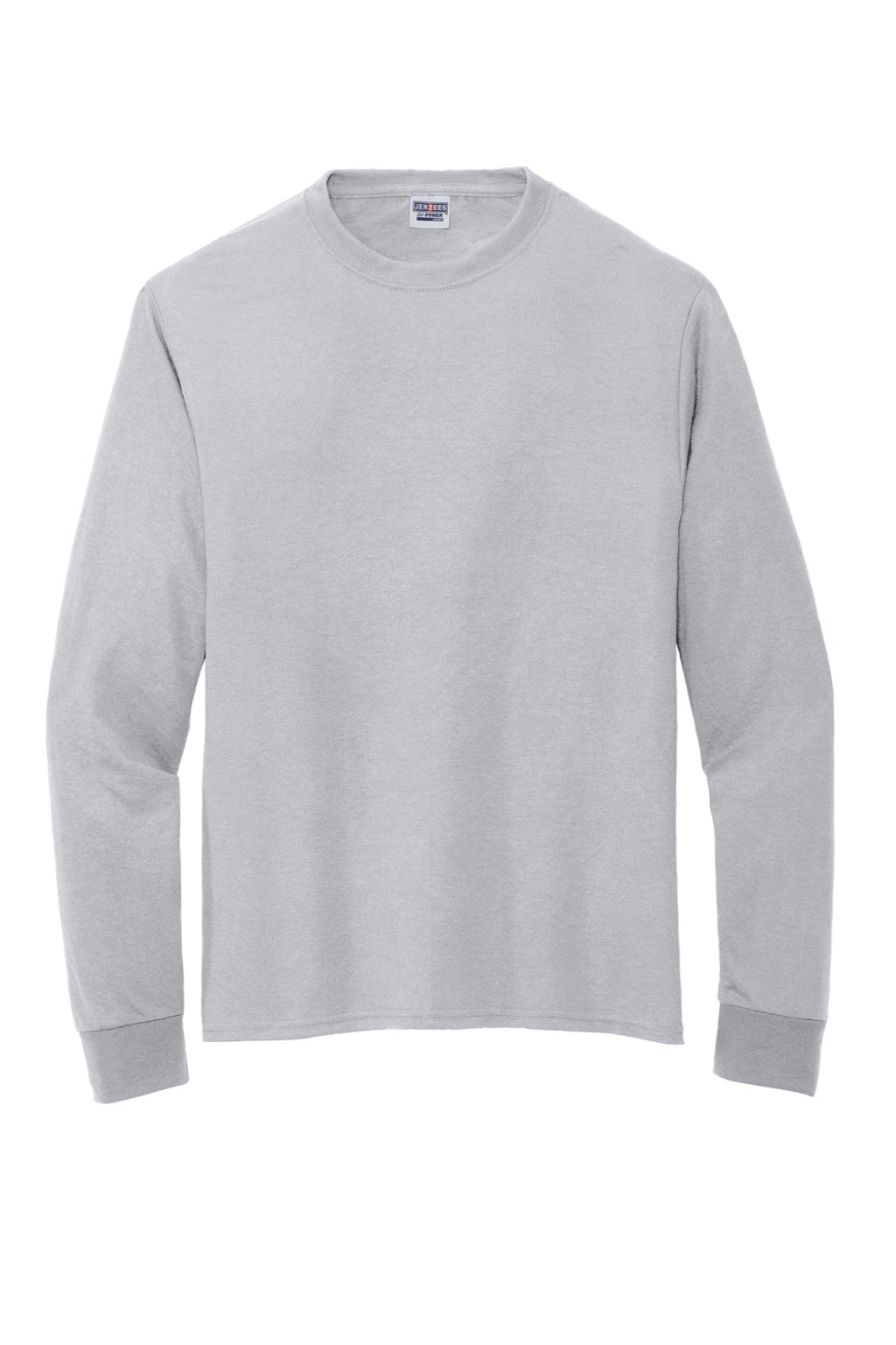 Jerzees 21LS/21LSR Mens Dri-Power Moisture Wicking Long Sleeve Crewneck T-Shirt Silver Grey Flat Front