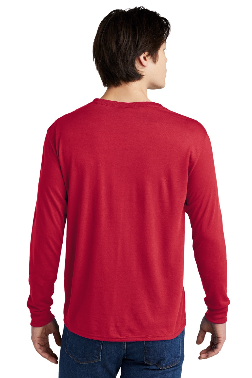 Jerzees 21LS/21LSR Mens Dri-Power Moisture Wicking Long Sleeve Crewneck T-Shirt True Red Model Back