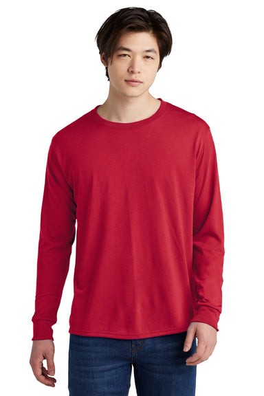 Jerzees 21LS/21LSR Mens Dri-Power Moisture Wicking Long Sleeve Crewneck T-Shirt True Red Model Front