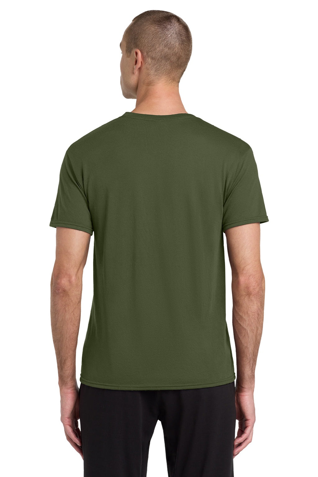 Jerzees 21M/21MR Mens Dri-Power Moisture Wicking Short Sleeve Crewneck T-Shirt Military Green Model Back
