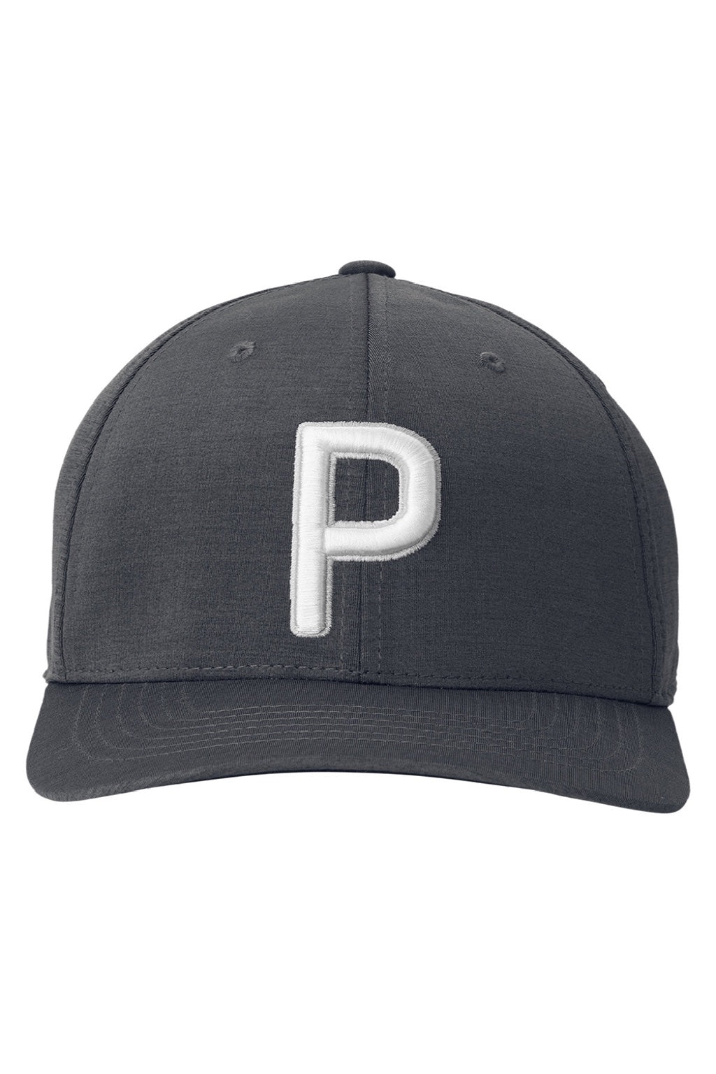 Puma Hats 22537 Mens Moisture Wicking P Snapback Hat Quiet Shade Grey Flat Front