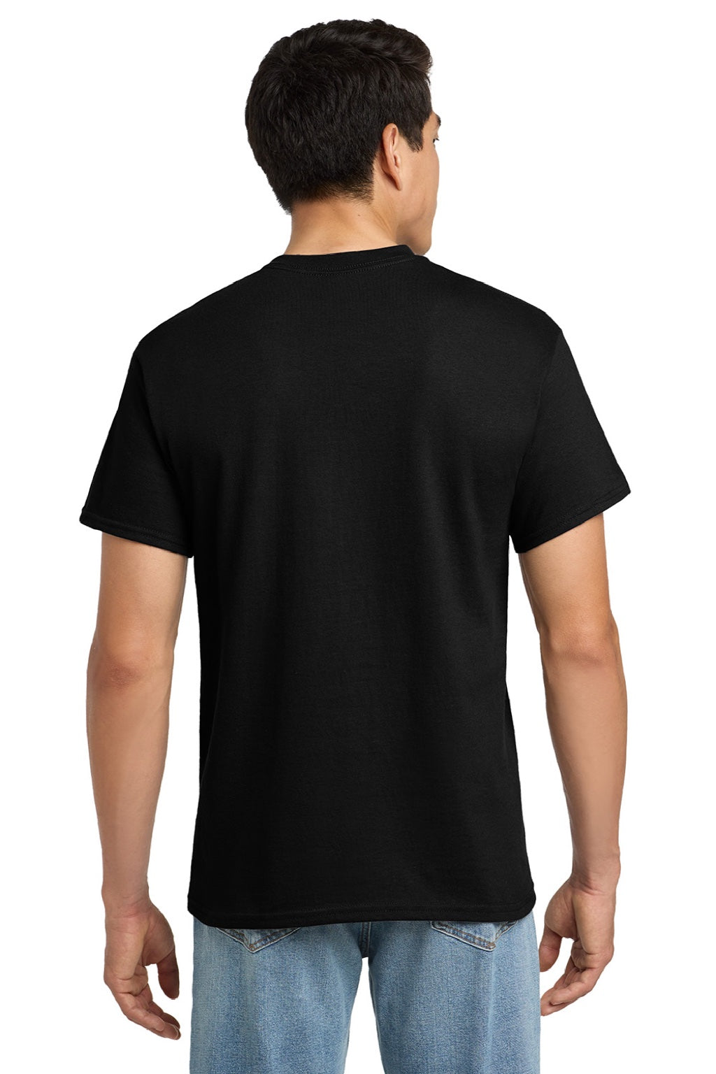 Gildan 2300 Mens Ultra Short Sleeve Crewneck T-Shirt w/ Pocket Black Model Back