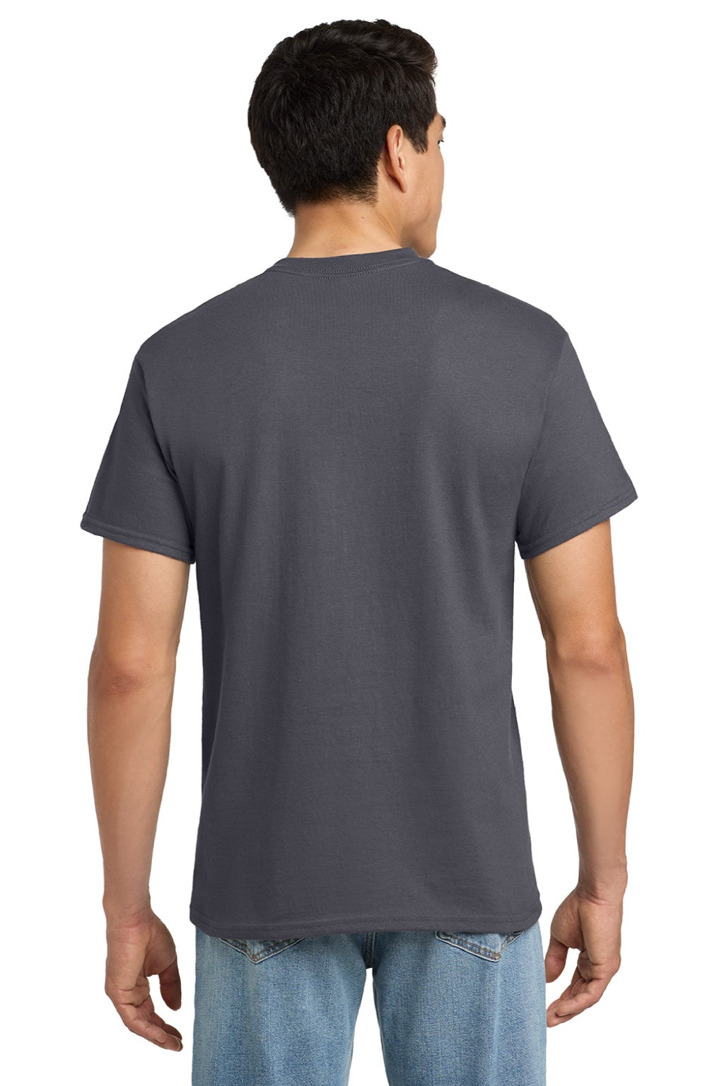 Gildan 2300 Mens Ultra Short Sleeve Crewneck T-Shirt w/ Pocket Charcoal Grey Model Back
