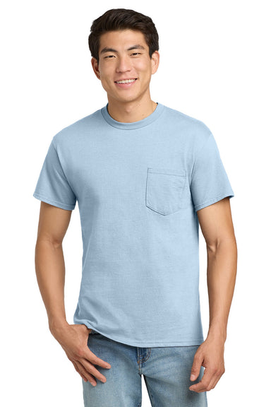 Gildan 2300 Mens Ultra Short Sleeve Crewneck T-Shirt w/ Pocket Light Blue Model Front