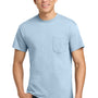 Gildan Mens Ultra Short Sleeve Crewneck T-Shirt w/ Pocket - Light Blue - NEW