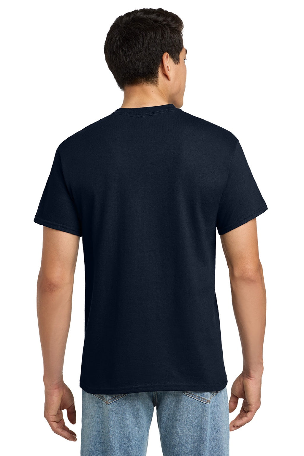 Gildan 2300 Mens Ultra Short Sleeve Crewneck T-Shirt w/ Pocket Navy Blue Model Back