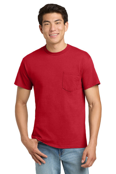 Gildan 2300 Mens Ultra Short Sleeve Crewneck T-Shirt w/ Pocket Red Model Front