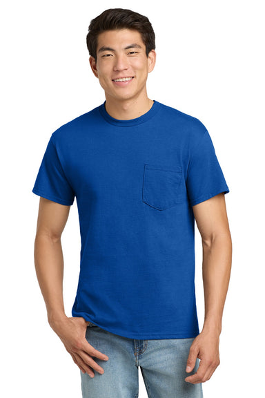 Gildan 2300 Mens Ultra Short Sleeve Crewneck T-Shirt w/ Pocket Royal Blue Model Front
