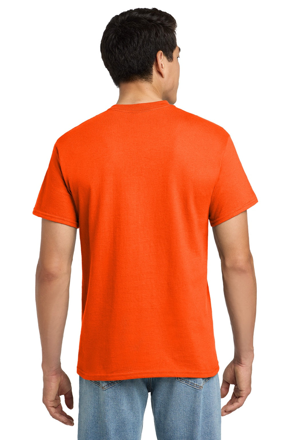 Gildan 2300 Mens Ultra Short Sleeve Crewneck T-Shirt w/ Pocket Safety Orange Model Back