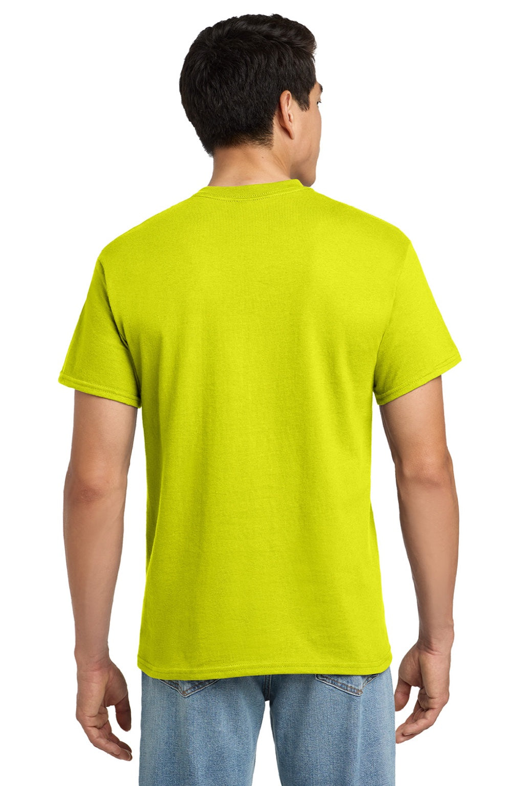 Gildan 2300 Mens Ultra Short Sleeve Crewneck T-Shirt w/ Pocket Safety Green Model Back