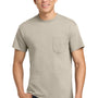 Gildan Mens Ultra Short Sleeve Crewneck T-Shirt w/ Pocket - Sand - NEW