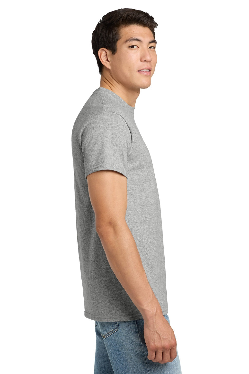 Gildan 2300 Mens Ultra Short Sleeve Crewneck T-Shirt w/ Pocket Sport Grey Model Side