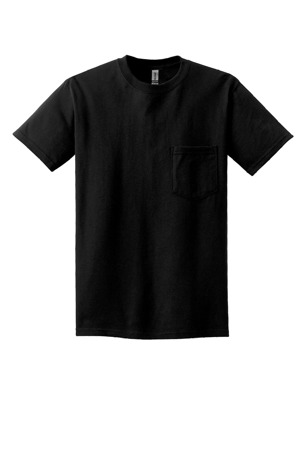 Gildan 2300 Mens Ultra Short Sleeve Crewneck T-Shirt w/ Pocket Black Flat Front
