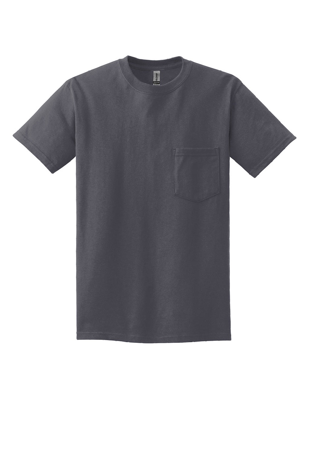 Gildan 2300 Mens Ultra Short Sleeve Crewneck T-Shirt w/ Pocket Charcoal Grey Flat Front