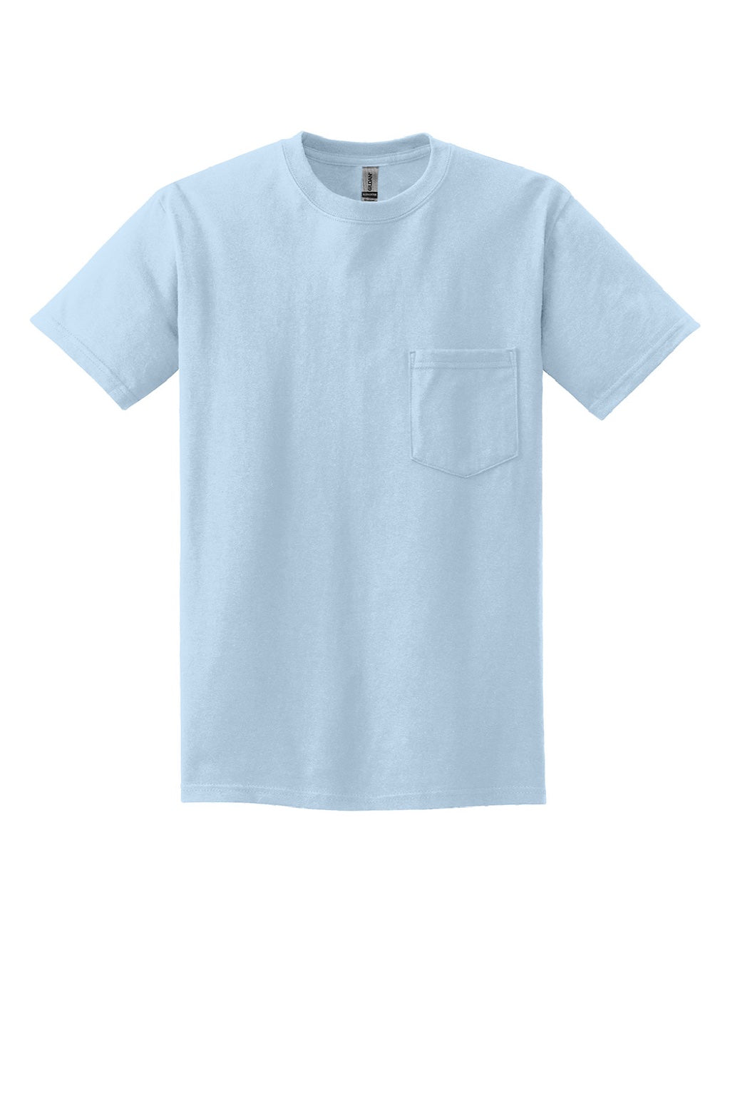Gildan 2300 Mens Ultra Short Sleeve Crewneck T-Shirt w/ Pocket Light Blue Flat Front