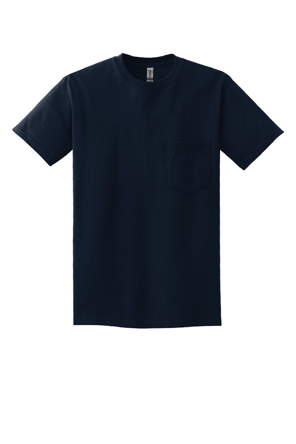 Gildan 2300 Mens Ultra Short Sleeve Crewneck T-Shirt w/ Pocket Navy Blue Flat Front