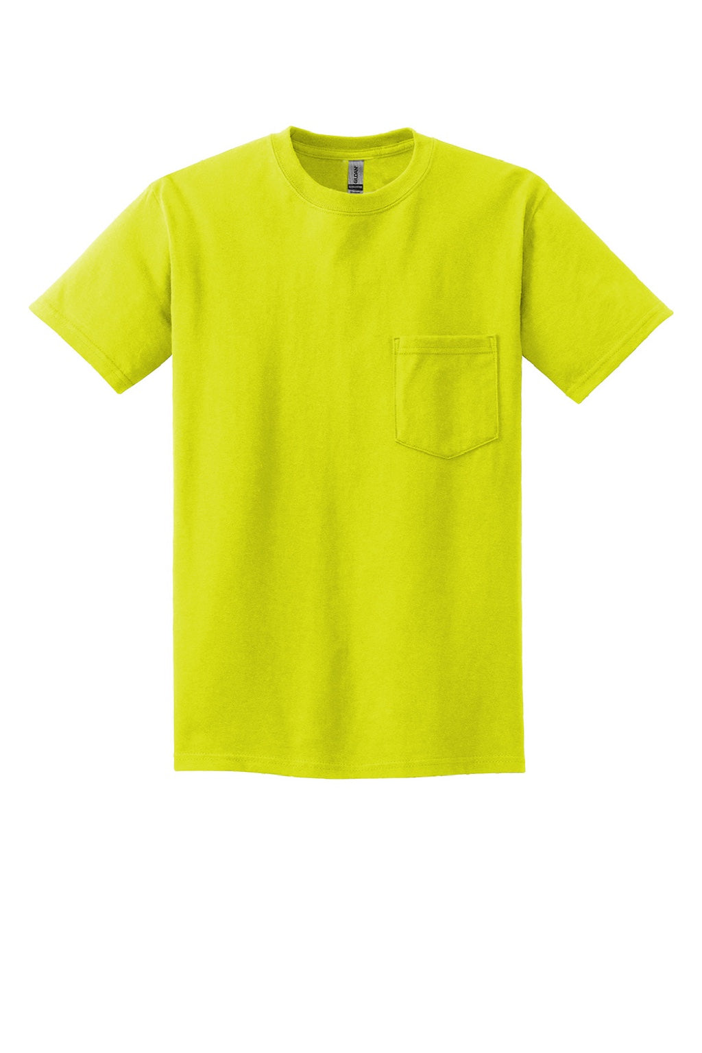Gildan 2300 Mens Ultra Short Sleeve Crewneck T-Shirt w/ Pocket Safety Green Flat Front