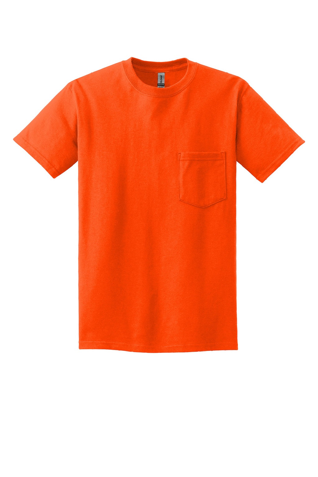 Gildan 2300 Mens Ultra Short Sleeve Crewneck T-Shirt w/ Pocket Safety Orange Flat Front