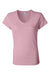 Bella + Canvas B6005/6005 Womens Jersey Short Sleeve V-Neck T-Shirt Pink Flat Front