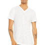 Bella + Canvas Mens Textured Jersey Short Sleeve V-Neck T-Shirt - White Slub - NEW