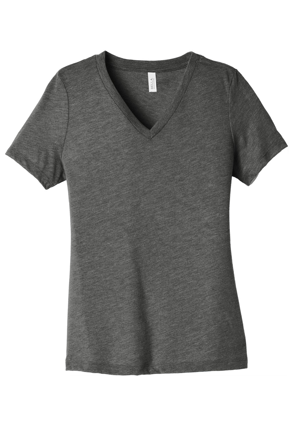 Bella + Canvas BC6415 Womens Short Sleeve V-Neck T-Shirt Grey Flat Front