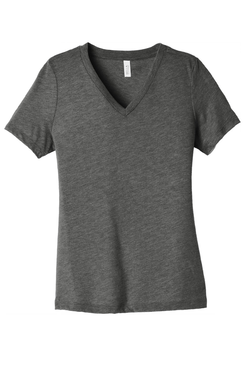 Bella + Canvas BC6415/6415 Womens Short Sleeve V-Neck T-Shirt Grey Flat Front