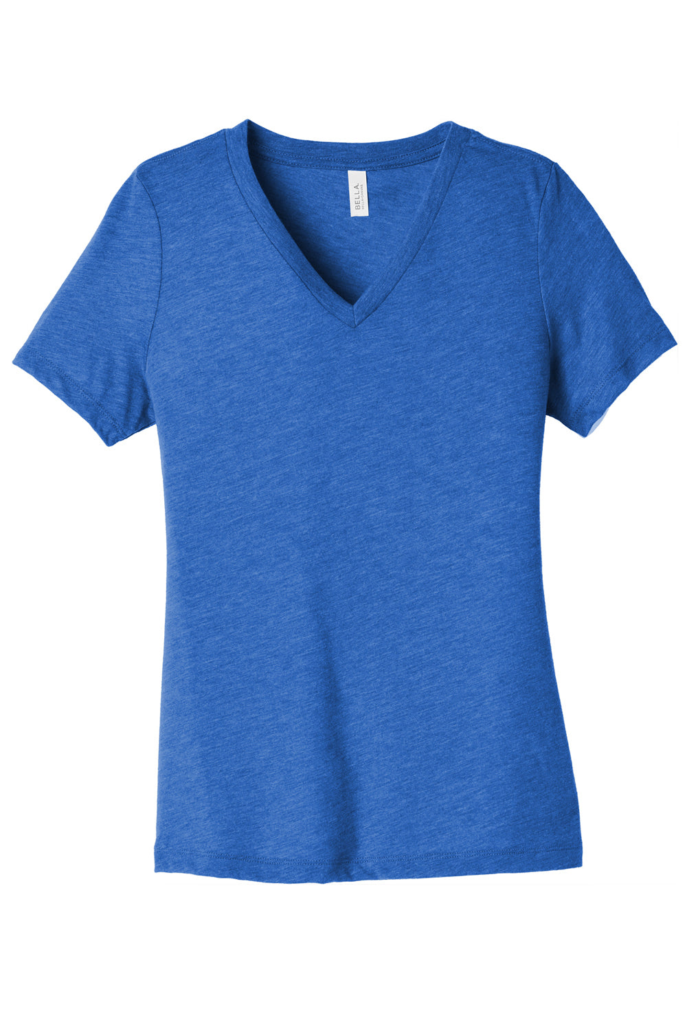 Bella + Canvas BC6415 Womens Short Sleeve V-Neck T-Shirt True Royal Blue Flat Front