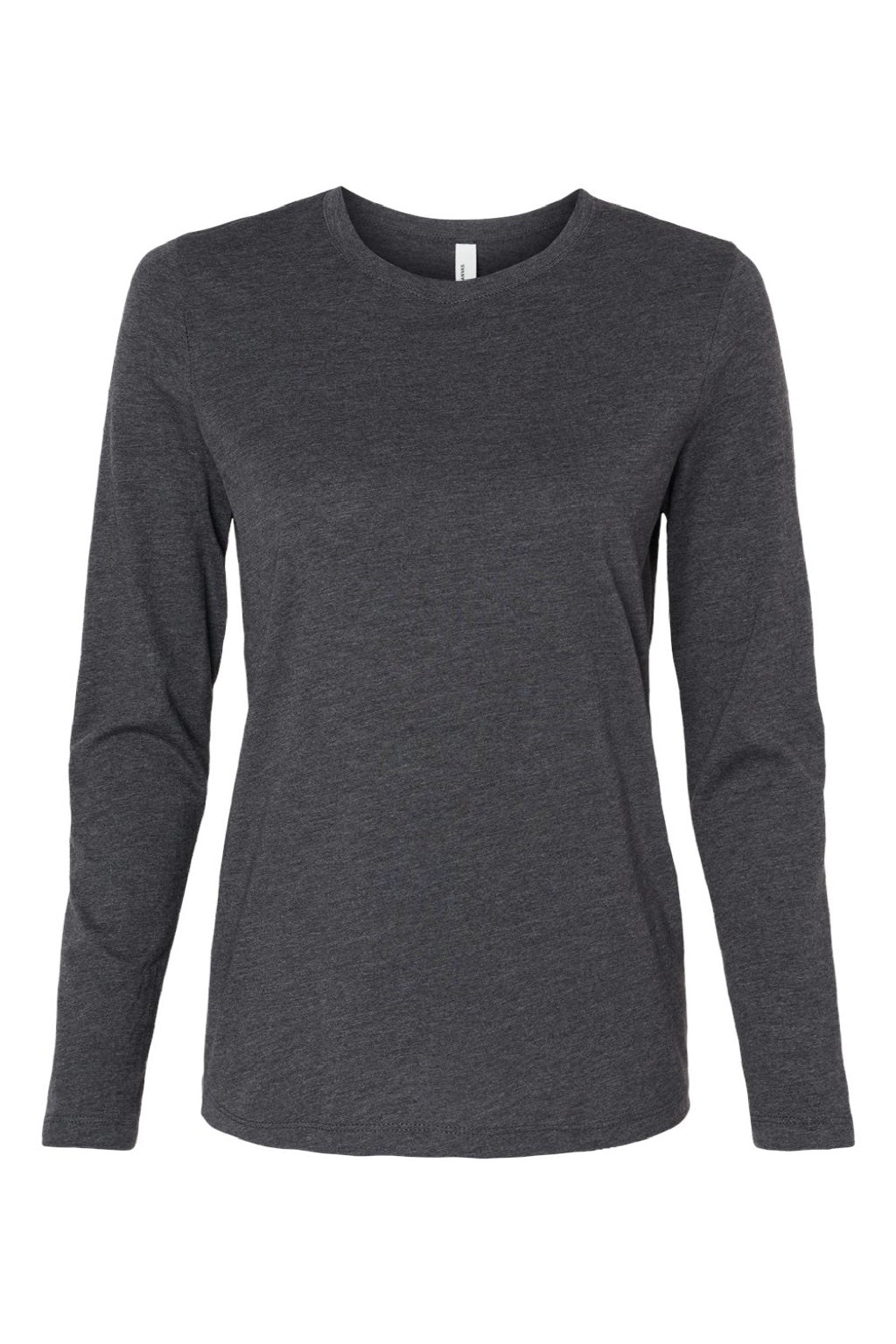 Bella + Canvas BC6500/6500 Womens Jersey Long Sleeve Crewneck T-Shirt Heather Dark Grey Flat Front