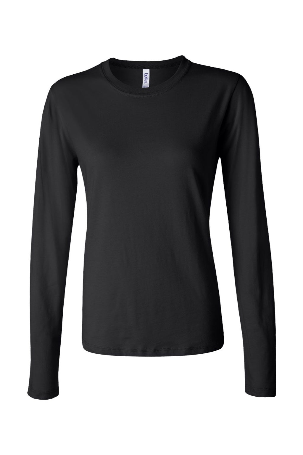 Bella + Canvas BC6500/6500 Womens Jersey Long Sleeve Crewneck T-Shirt Black Flat Front