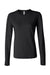 Bella + Canvas BC6500/6500 Womens Jersey Long Sleeve Crewneck T-Shirt Black Flat Front