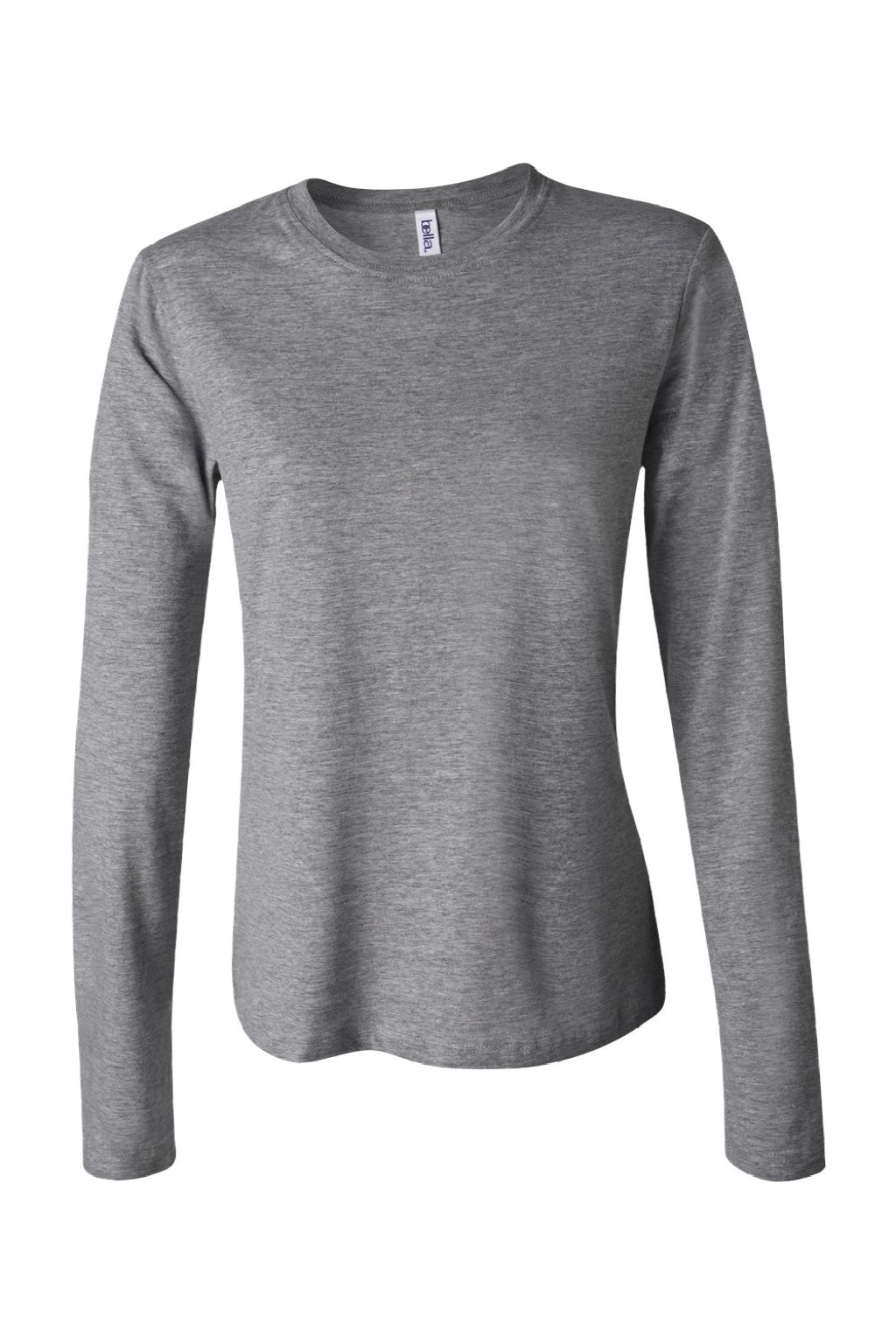 Bella + Canvas BC6500/6500 Womens Jersey Long Sleeve Crewneck T-Shirt Heather Deep Grey Flat Front