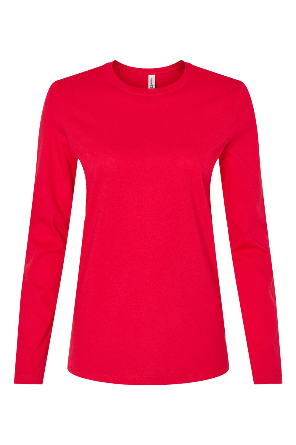 Bella + Canvas B6500/6500 Womens Jersey Long Sleeve Crewneck T-Shirt Red Flat Front