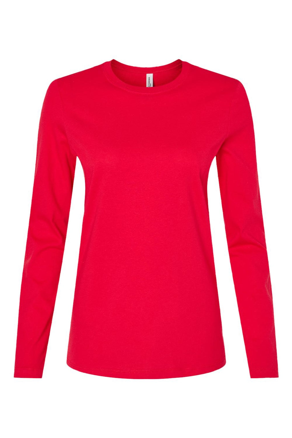 Bella + Canvas BC6500/6500 Womens Jersey Long Sleeve Crewneck T-Shirt Red Flat Front