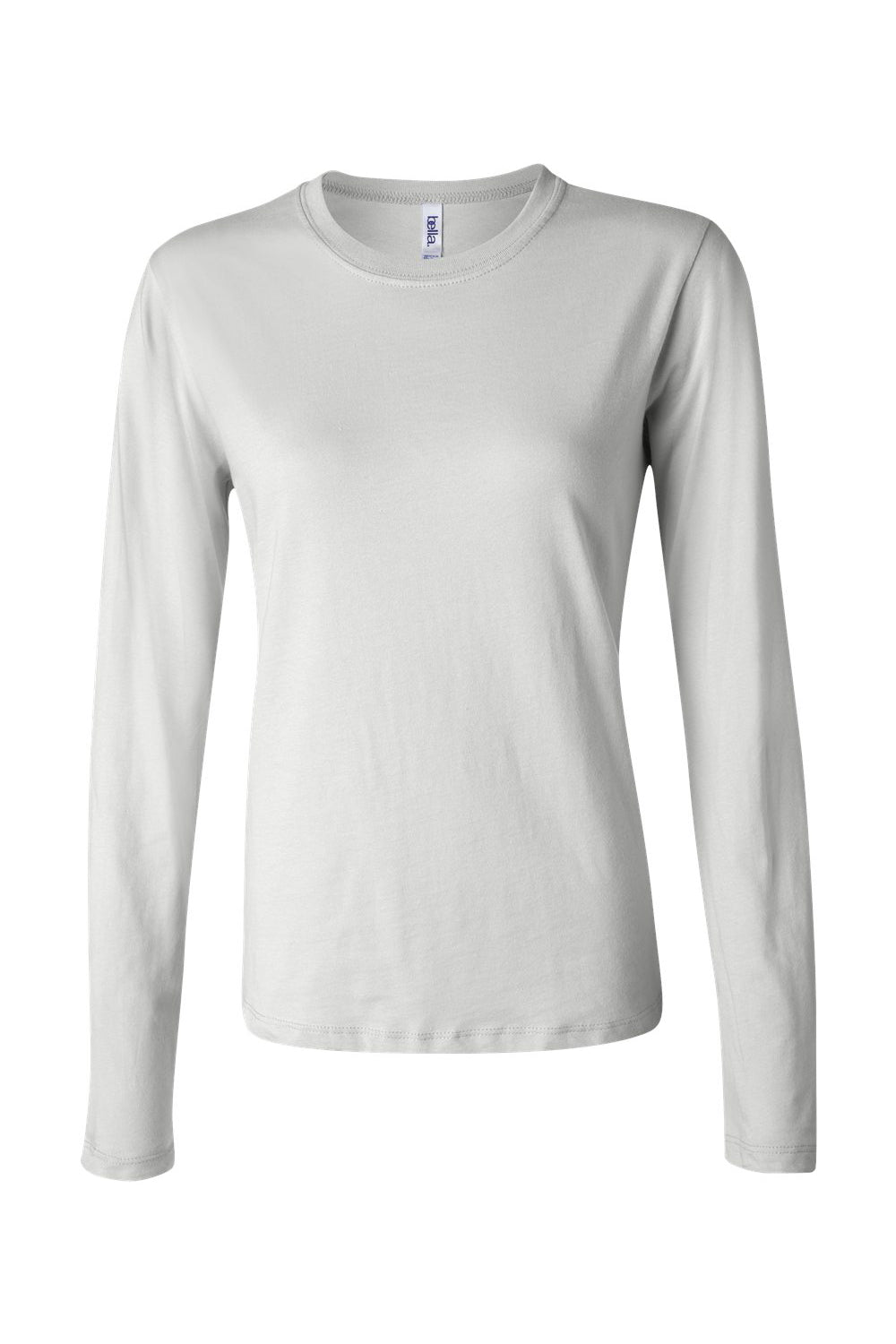 Bella + Canvas B6500/6500 Womens Jersey Long Sleeve Crewneck T-Shirt White Flat Front