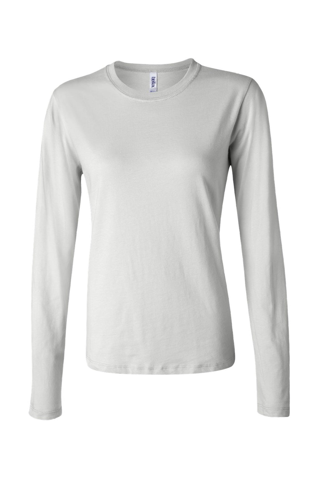 Bella + Canvas BC6500/6500 Womens Jersey Long Sleeve Crewneck T-Shirt White Flat Front