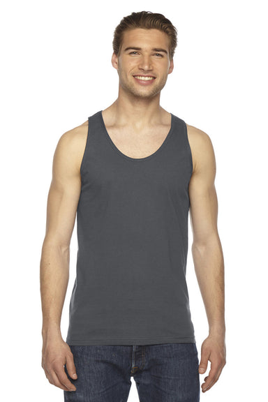 American Apparel 2408 Mens Fine Jersey Tank Top Asphalt Grey Model Front