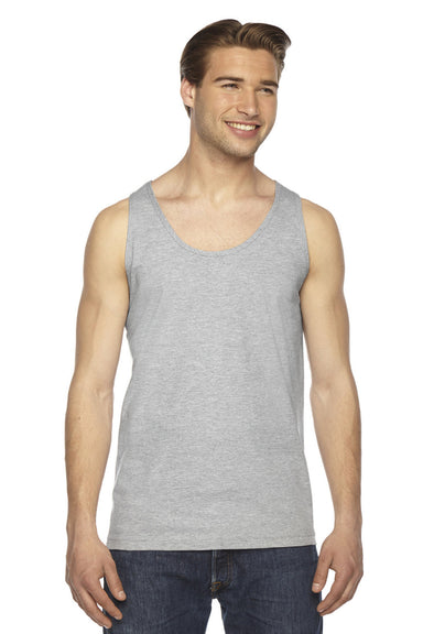 American Apparel 2408 Mens Fine Jersey Tank Top Heather Grey Model Front