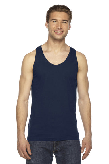 American Apparel 2408 Mens Fine Jersey Tank Top Navy Blue Model Front