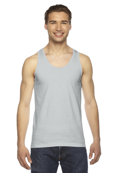American Apparel 2408 Mens Fine Jersey Tank Top New Silver Grey Model Front