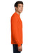 Gildan 2410 Mens Ultra Long Sleeve Crewneck T-Shirt w/ Pocket Safety Orange Model Side