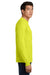 Gildan 2410 Mens Ultra Long Sleeve Crewneck T-Shirt w/ Pocket Safety Green Model Side