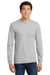 Gildan 2410 Mens Ultra Long Sleeve Crewneck T-Shirt w/ Pocket Sport Grey Model Front