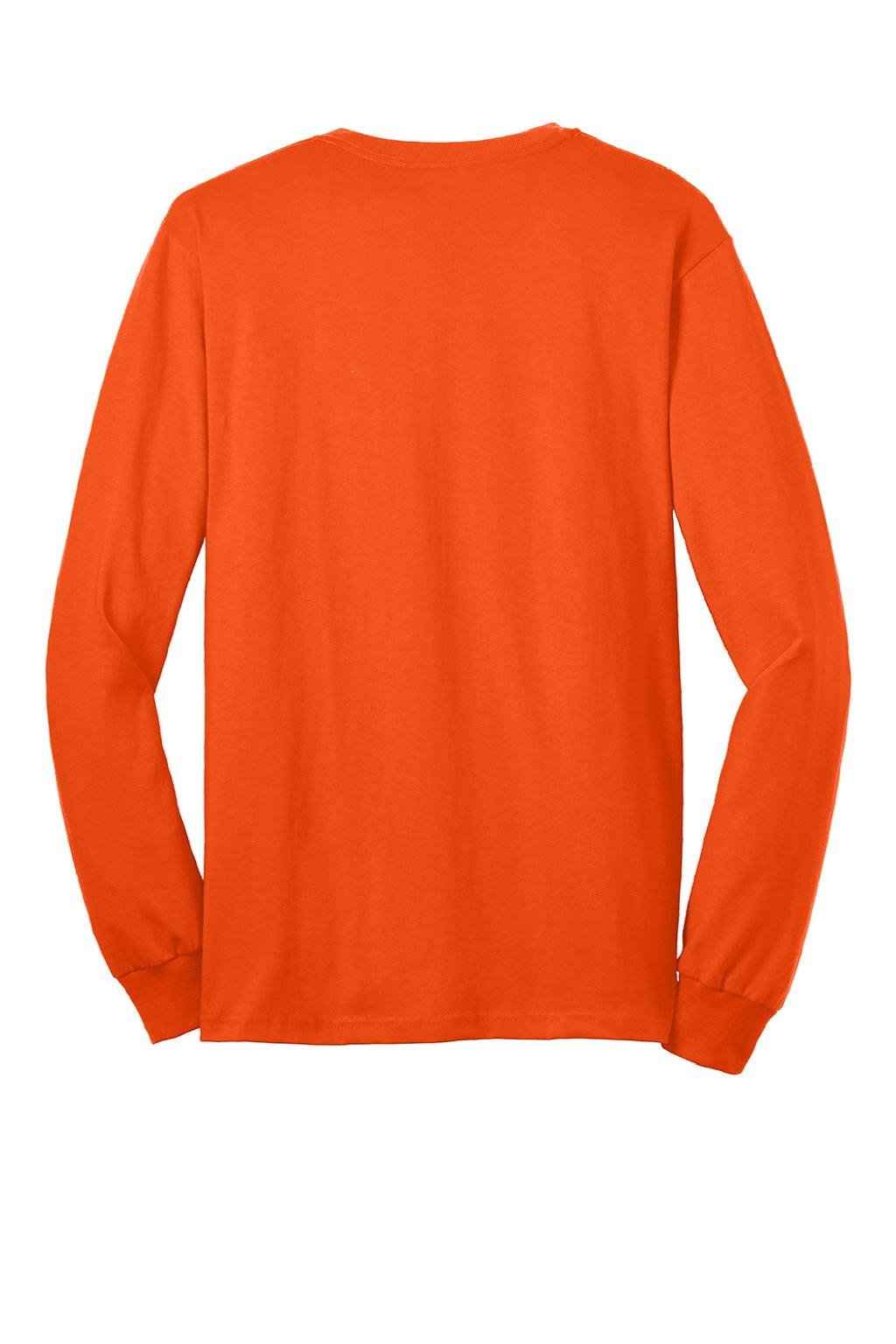 Gildan 2410 Mens Ultra Long Sleeve Crewneck T-Shirt w/ Pocket Safety Orange Flat Back